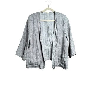 Eileen Fisher Linen Jacket Women’s Large Brushed Gray N4